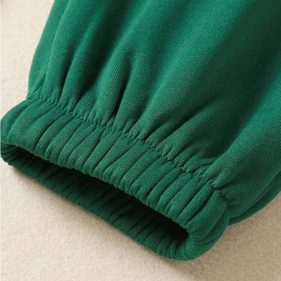 🟪 Solid Drawstring Forest Green Waist Thermal Lined Sweatpants - Picture 6 of 7